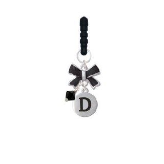 Capital Silver Letter   D   Pebble Disc   Black Emma Bow Phone Candy Charm Cell Phones & Accessories