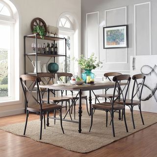 Nelson Industrial Modern Cross Back 7 piece Dining Set Dining Sets