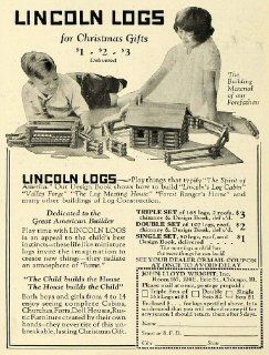 1925 Ad Lincoln Logs Christmas Present Toy Children Game John Lloyd Wright Fort   Original Print Ad  