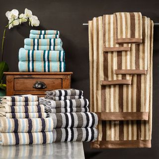 Superior Collection Luxurious Stripes 100 percent Cotton 6 piece Towel Set SUPERIOR Bath Towels