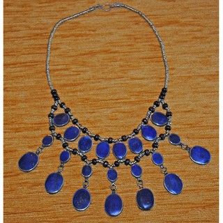 Silver Tribal Oval Lapis Lazuli Necklace (Afghanistan) Necklaces