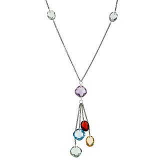 La Preciosa Sterling Silver Multi gemstone 'Y' Necklace La Preciosa Gemstone Necklaces