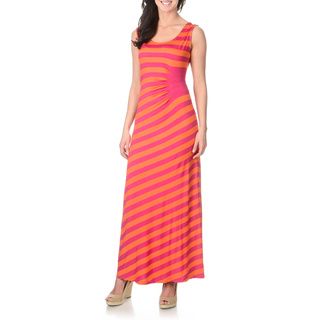 Lennie for Nina Leonard Women's Fuchsia/ Orange Striped Maxi Dress Lennie for Nina Leonard Casual Dresses