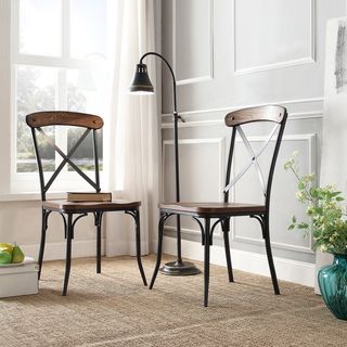 Nelson Industrial Modern Rustic Cross Back Dining Chair (Set of 2) Dining Chairs