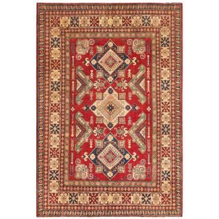 Afghan Hand knotted Kazak Red/ Ivory Wool Rug (6'11 x 10'1) 5x8   6x9 Rugs