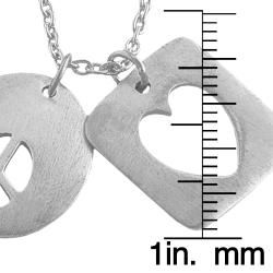 Fremada Silver Satin Heart and Peace Adjustable Necklace Fremada Sterling Silver Necklaces