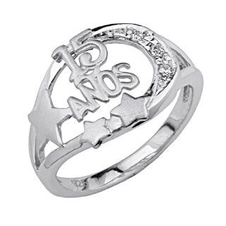 .925 Sterling Silver CZ Sweet 15 Womens Ring Jewelry