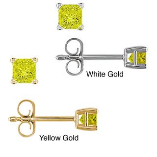 14k Gold 1/4ct to 1ct TDW Yellow Diamond Stud Earrings Diamond Earrings