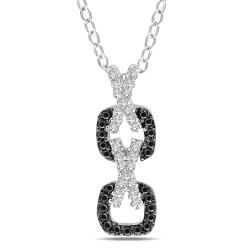 Sterling Silver 1/5ct TDW Black and White Diamond Necklace (G H, I2 I3) Miadora Diamond Necklaces