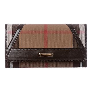 Burberry 'Penrose' Tan/ Black House Check Bridled Continental Wallet Burberry Designer Wallets