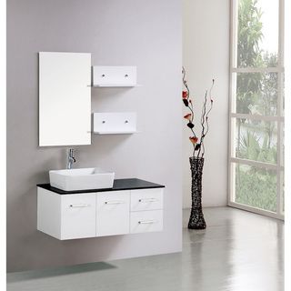 Kokols Floating 36 inch White Cabinet Wall mount Bathroom Vanity with Mirror and Shelves Kokols Bath Cabinets & Storage