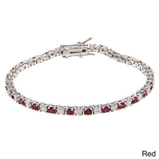 Kate Bissett Silvertone Colored Cubic Zirconia Tennis Bracelet Kate Bissett Cubic Zirconia Bracelets