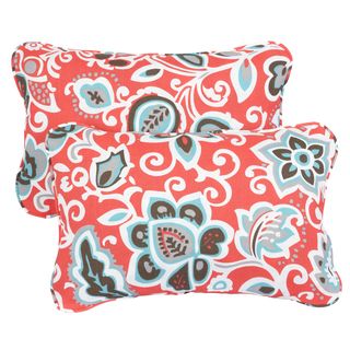 Floral Coral Corded 13 x 20 inch Indoor/ Outdoor Throw Pillows (Set of 2) Outdoor Cushions & Pillows