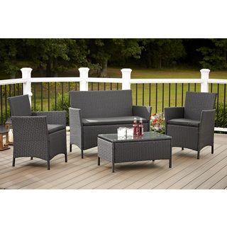 Outdoor Jamaica 4 piece Resin Wicker Conversation Set Cosco Sofas, Chairs & Sectionals