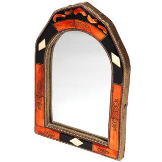 Hand Carved Bone Moroccan Mirror (Morocco) Mirrors