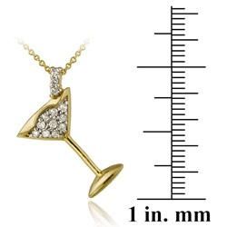 Icz Stonez Two tone Sterling Silver Cubic Zirconia Martini Necklace ICZ Stonez Cubic Zirconia Necklaces