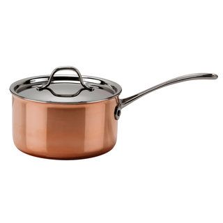 Strauss Le Cuivre Try ply Stainless Steel Copper Finish Saucepan with Glass Lid Pots/Pans