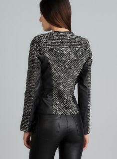 For Cynthia Faux Leather Trim Tweed Jacket For Cynthia Jackets