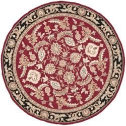 Simply Clean Kerman Hand hooked Red Rug (6' Round) Safavieh Round/Oval/Square