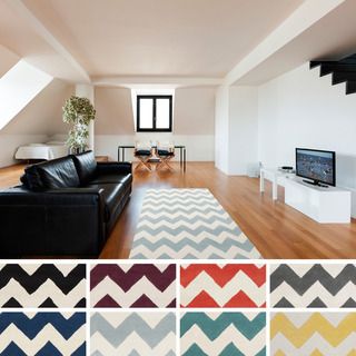 Hand tufted Schroeder Chevron Wool Area Rug (4' x 6') 3x5   4x6 Rugs