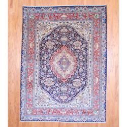 Persian Hand knotted Kashmar Navy/ Rust Wool Rug (8'2 x 11') 7x9   10x14 Rugs