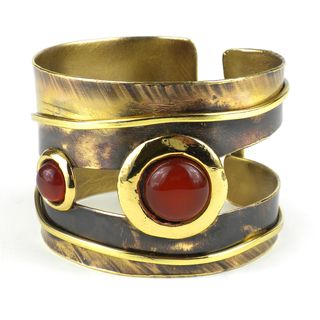 Carnelian Mountain Brass Cuff (South Africa) Global Crafts Bracelets