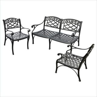 Crosley Furniture Sedona 3 Pc Black Outdoor Conversation Seating Set   KO60002BK