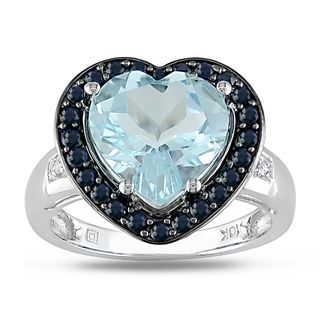 Miadora 10k White Gold Multi gemstone and Diamond Heart Ring (G H, I1 I2) Miadora Heart Rings