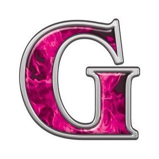 Reflective Letter G with Inferno Pink Flames   24" h   REFLECTIVE 