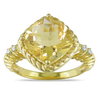 Miadora 10k Yellow Gold Citrine and Diamond Accent Fashion Ring (H I, I2 I3) Miadora Gemstone Rings