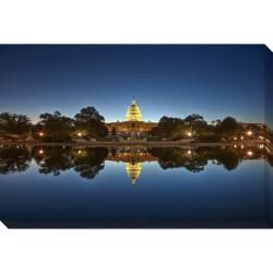 US Capitol at Night Oversized Gallery Wrapped Canvas Canvas
