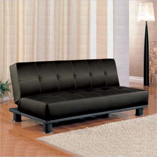 Coaster Contemporary Armless Convertible Sofa Bed in Black Vinyl   300163