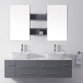 Virtu USA Augustine 59 inch Grey Double Sink White Stone Vanity Set VIRTU Bathroom Vanities