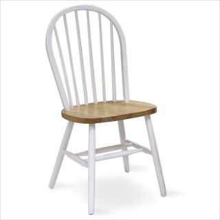 International Concepts Spindleback Windsor Wood Side Chair in Natural and White Finish   C02 212