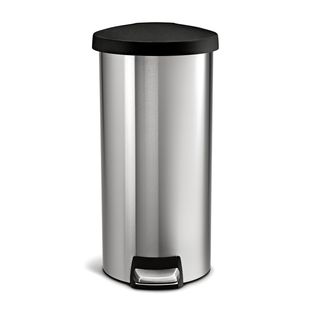 simplehuman Stainless Steel Plastic Lid Round Step Can simplehuman Trash Cans