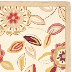Hand hooked Floral Garden Ivory/ Pink Wool Rug (5'3 x 8'3) Safavieh 5x8   6x9 Rugs