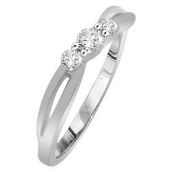 14k White Gold 1/4ct White Diamond Three stone Ring (I1 I2) Diamond Rings