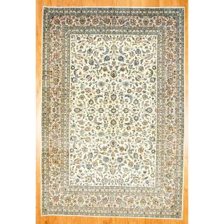 Persian Hand knotted Kashan Ivory/ Beige Wool Rug (8'11 x 11'8) 7x9   10x14 Rugs