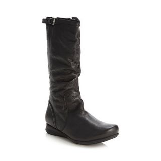 Collection Good for the Sole Black wider fit leather slouch calf length boots