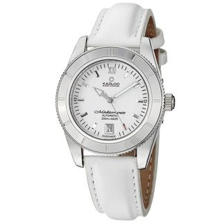 Kadloo Men's 'Mediterranee' White Dial White Leather Strap Watch Men's More Brands Watches