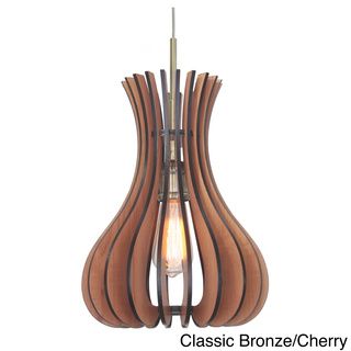 Canopy 1 light Genie Wood Slat Medium Size Pendant Woodbridge Lighting Chandeliers & Pendants