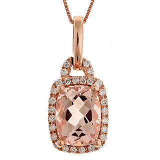 D'yach 14k Rose Gold Morganite and 1/6ct TDW Diamond Necklace (G H, I1 I2) D'Yach Gemstone Necklaces