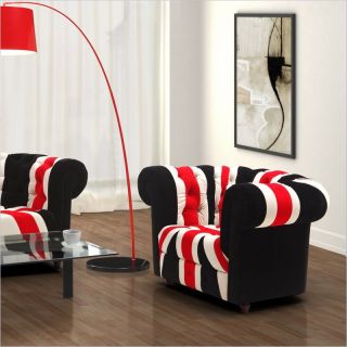 ZUO Union Jack Modern Microfiber Arm Chair in Red White & Black   900262