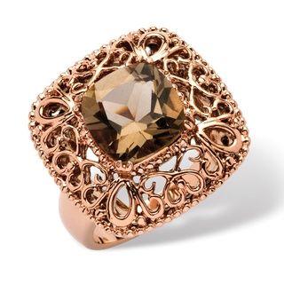 Angelina D'Andrea Brass 3 1/3ct TGW Smokey Quartz Ring Palm Beach Jewelry Gemstone Rings
