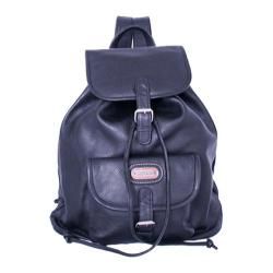 Women's Leatherbay Single Pocket Leather Backpack Black LEATHERBAY Leather Backpacks