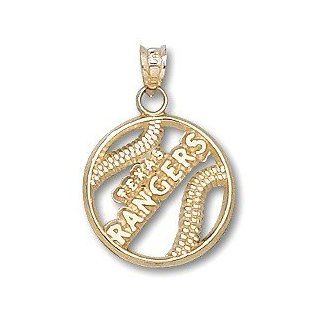 14k Yellow Gold Texas Rangers Team Name Pierced Baseball Charm RAN009 Jewelry