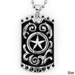 Stainless Steel Antiqued Patriotic Dog Tag Necklace West Coast Jewelry Men's Necklaces