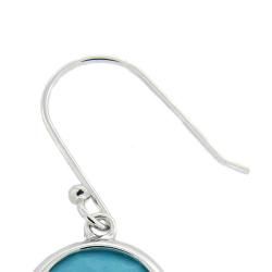 Dolce Giavonna Sterling Silver Synthetic Turquoise Round Earrings Dolce Giavonna Gemstone Earrings
