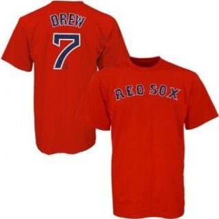JD Drew #7 Boston Red Sox Red Name and Number Adult T Shirt (X Large)  Sports Related Merchandise  Clothing