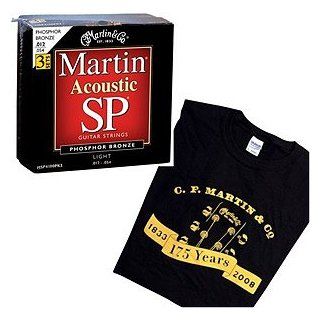 Martin MSP 4100 3 Pack with T Shirt of Acoustic Guitar Strings Musical Instruments